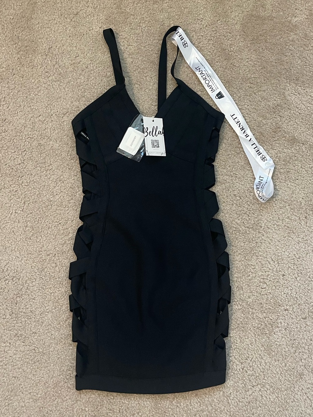 Bella Barnett Black Strappy Bandage Mini Dress